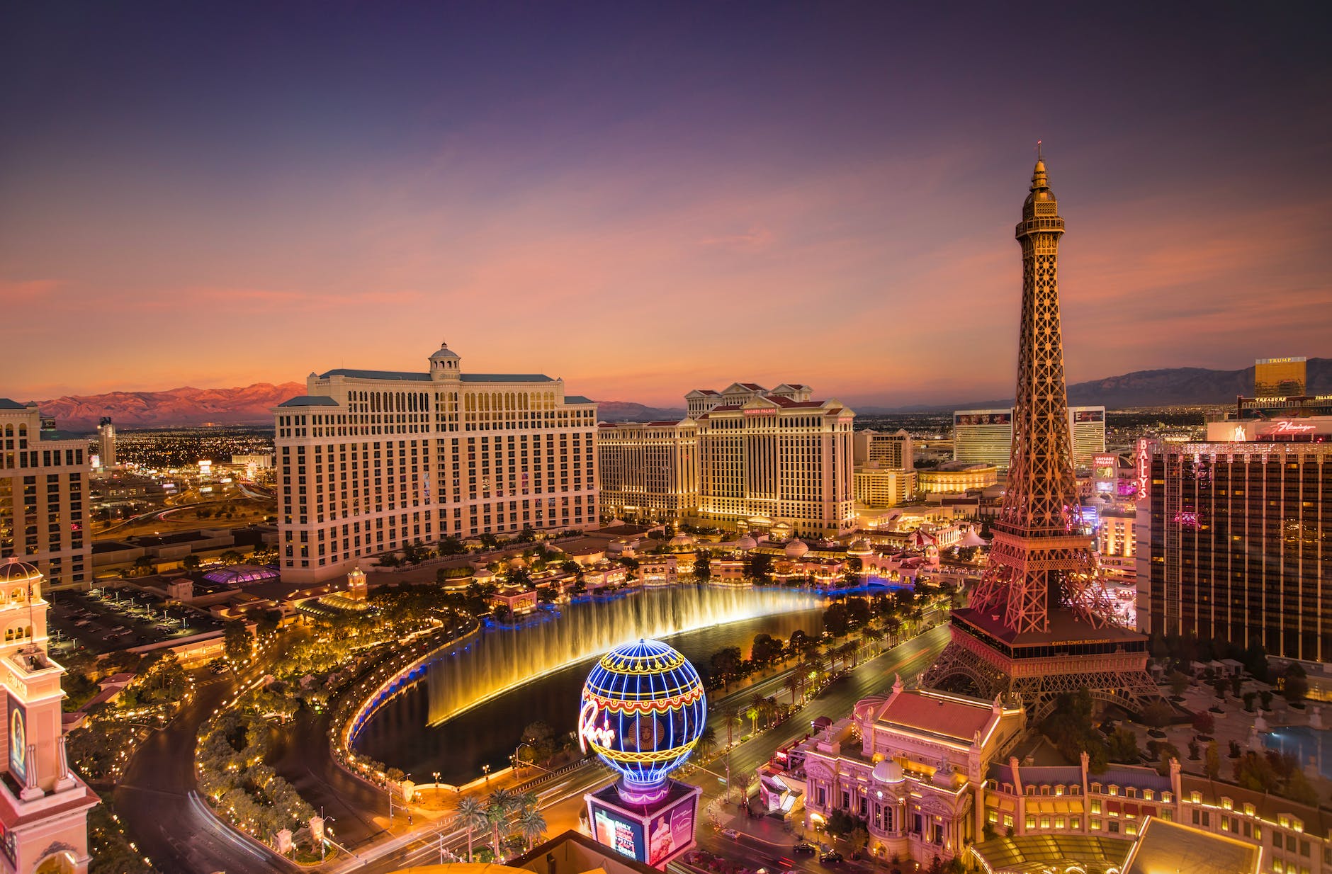 las vegas illuminated at dusk