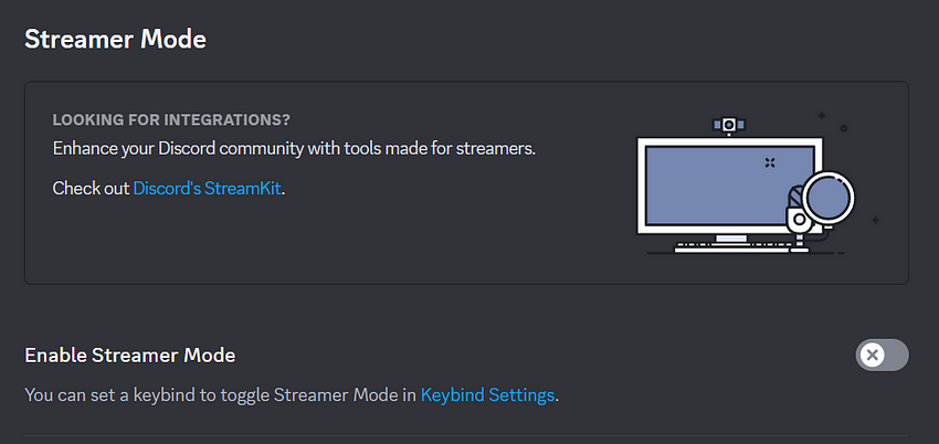 Discord Streamer Mode Settings Screen