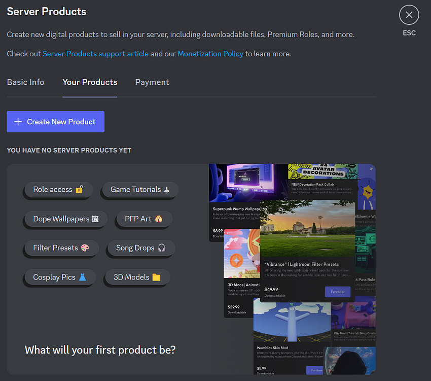 Discord Server Shop Setup Screen