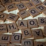 a wooden scrabble tiles