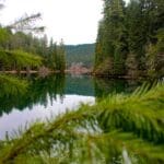 Lake in the middle of the woods with a crystal clear reflection.