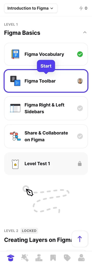 Screenshot from inside Uxcel app